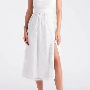 Windsor Mary Formal Flocked Velvet A-Line Midi Dress Wedding Formal Dressy